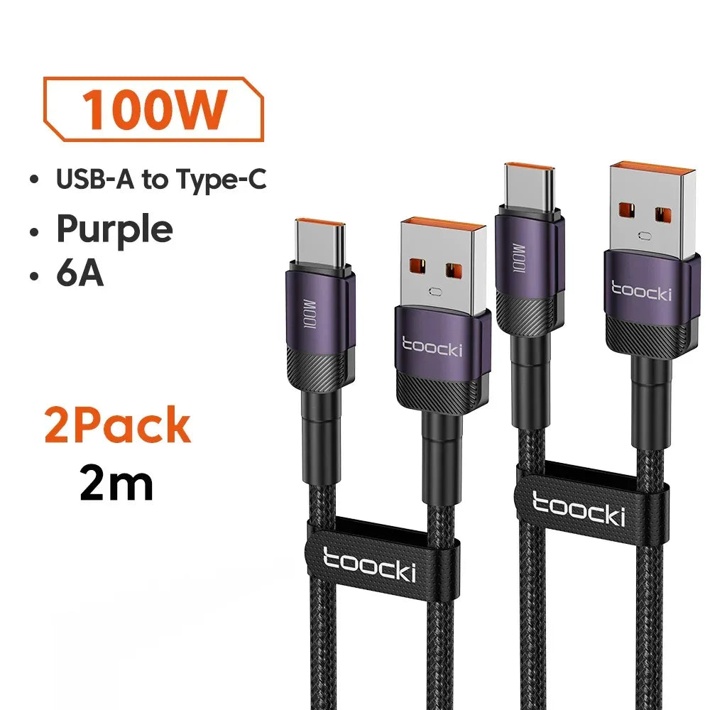 Toocki 6A USB To Type C Cable for Huawei Xiaomi PD 100W Fast Charging Charger USB C Data Cord Quick Charge for Samsung Oneplus - Urbizia