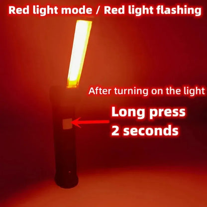 COB LED Folding Flashlight Portable Magnetic Work Light Lantern USB Rechargeable Emergency Repair Camping Torch Lamp With Hook - Urbizia