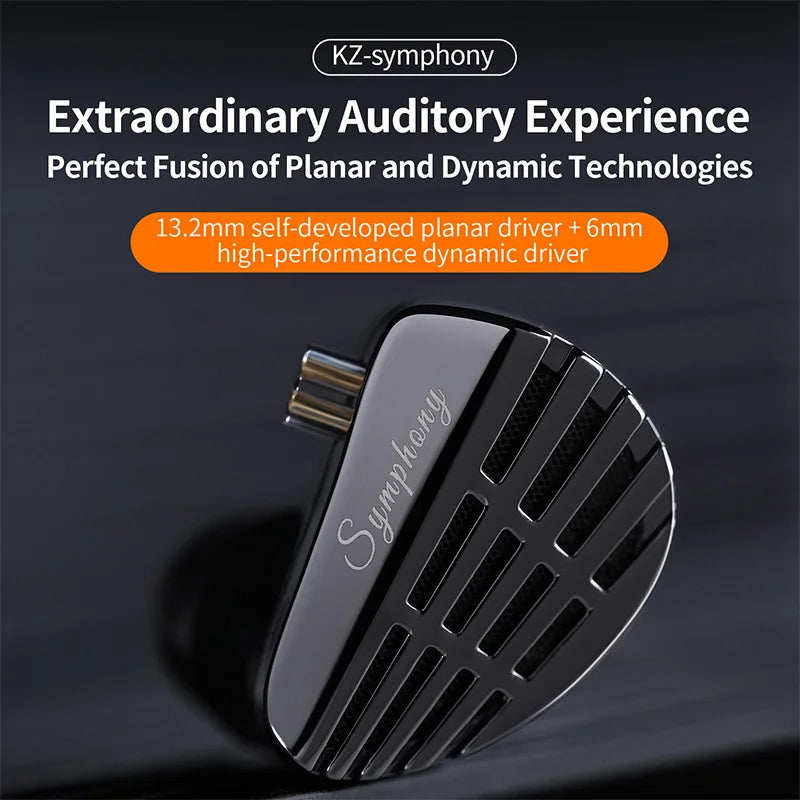 KZ Symphony Dynamic Headphones, HIFI, DJ Gaming Headsets, self-designed planar driver, Highsets-Performance