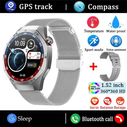 2025New For Android and ios Smart Watch Men AMOLED Screen GPS Motion trajectory Heart Rate Bluetooth Calls SmartWatch Waterproof - Urbizia