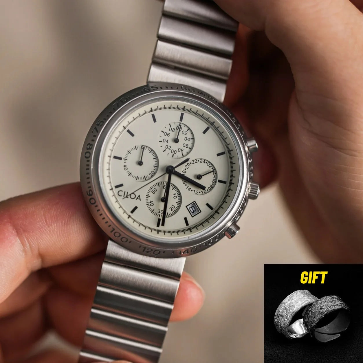 CILOA High Quality Watch Men's Light Luxury Brand Sports Stainless Steel Strap Automatic Movement Waterproof Quartz Watch