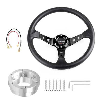 CNSPEED Auto Sport Drifting Steering Wheels 350mm 14inch With Adapter Plate 70mm PCD For Logitech G29 G920 G923 For Racing Game