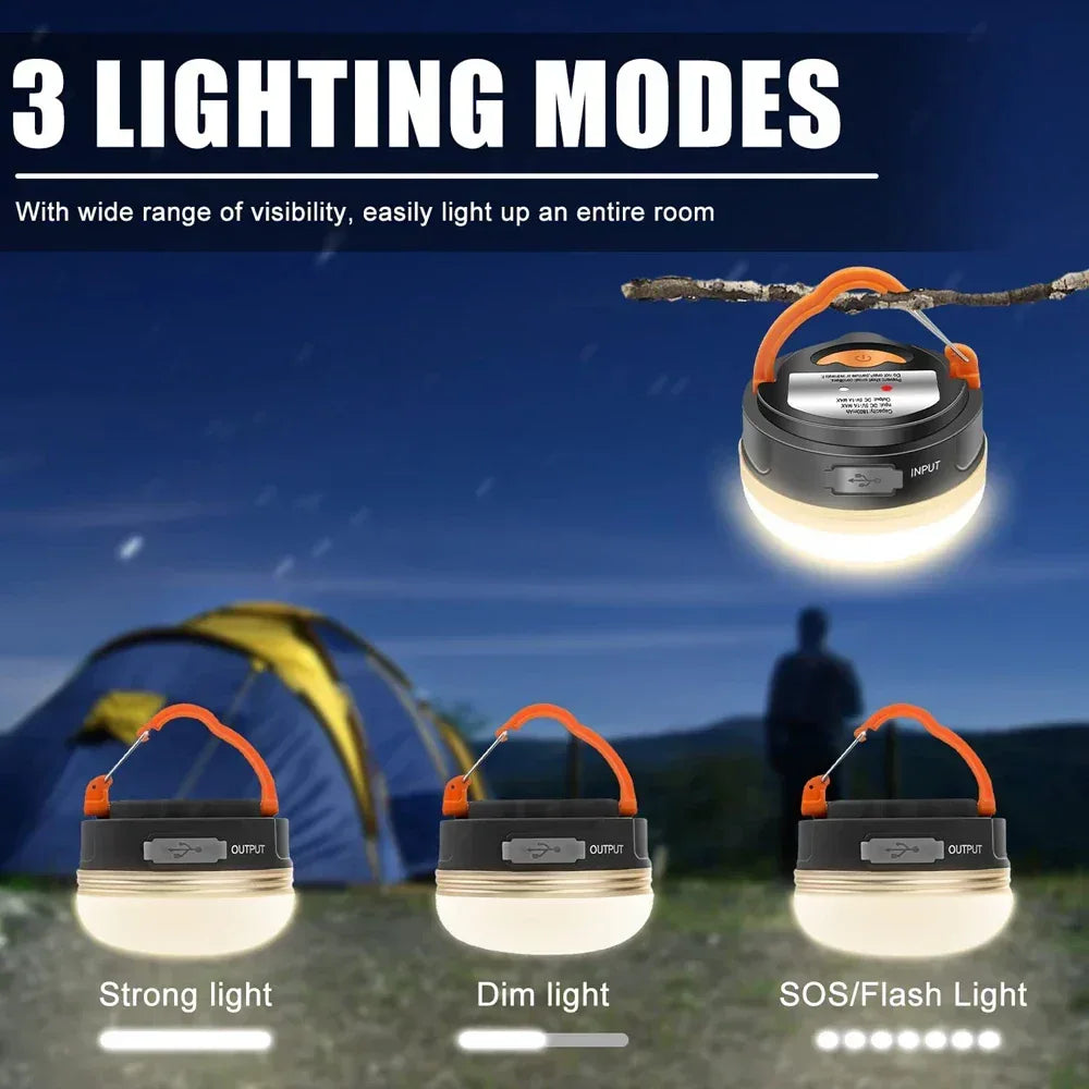 10W High Power Camping Lantern Tents Lamp 1200mah USB Rechargeable Portable Camping Lights Outdoor Hiking Night Hanging Lamp - Urbizia