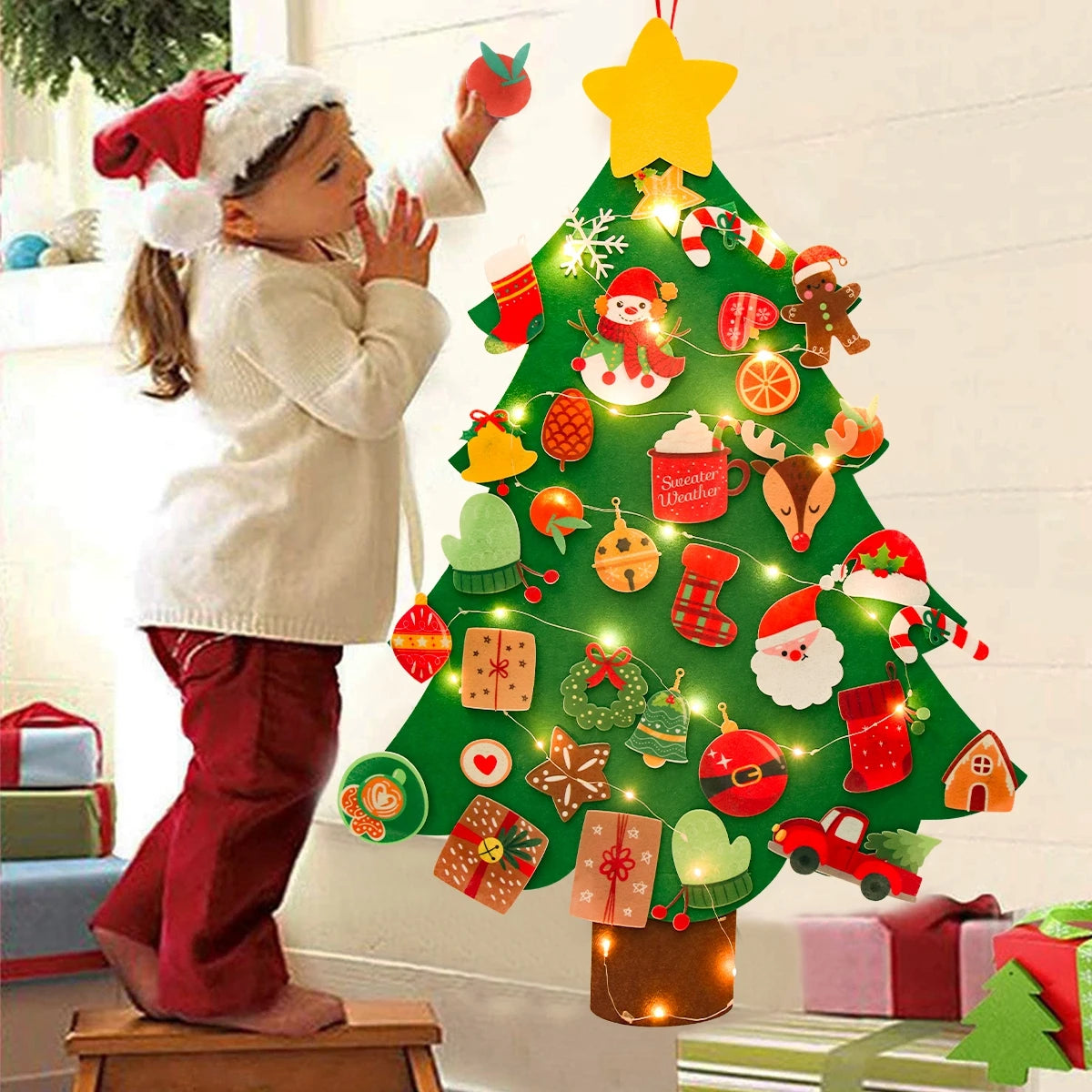 DIY Felt Christmas Tree Kids Decoration Set