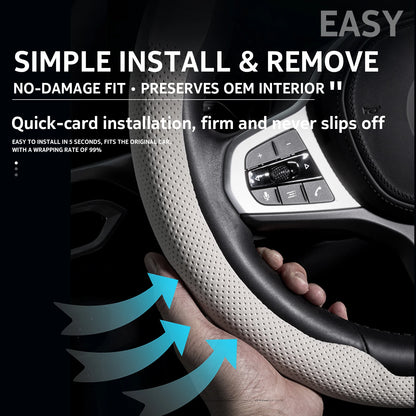 2026 New Ultra-Thin Car Steering Wheel Cover All-Season Universal  Anti-Slip Sweat-Absorbent Suede Nappa Automotive Interior