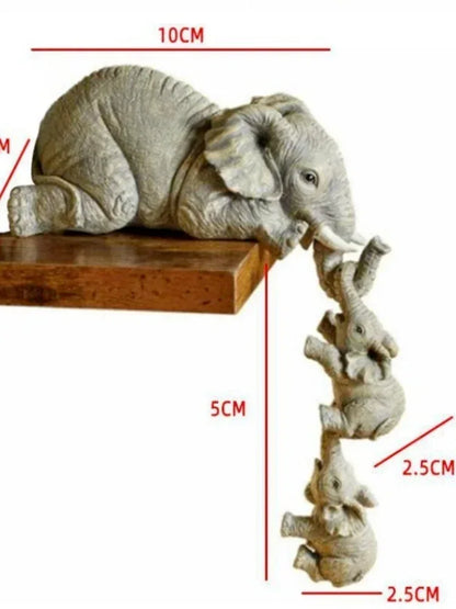 3pcs/set Cute Elephant Figurines Elephant Holding Baby Elephant Hanging Off The Edge of A Shelf or Table Resin Crafts - Urbizia