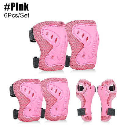 6PCS Kids 3-10 Years Knee Elbow Pads Guards Protective Gear Set for Roller Skates Cycling Bike Skateboard Scooter Riding Sports