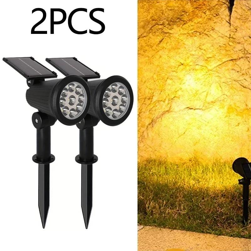 9 LED Solar Spotlights Outdoor IP65 Waterproof Brightness Adjustable Spot Light Garden Backyard Driveway Patio Decor Lamp