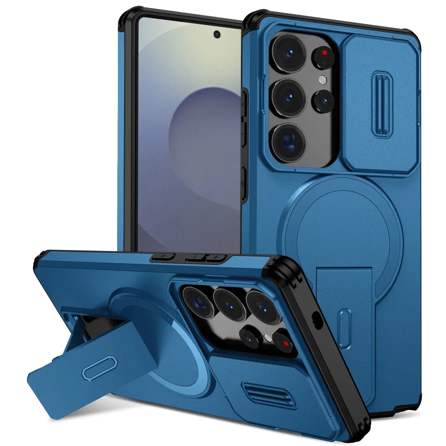 Lens Protect Camera Phone Case for Samsung S25 FE S26 S24 Ultra S23 Plus A37 A57 A17 A36 A56 A16 A55 Magnetic Kickstand Cover