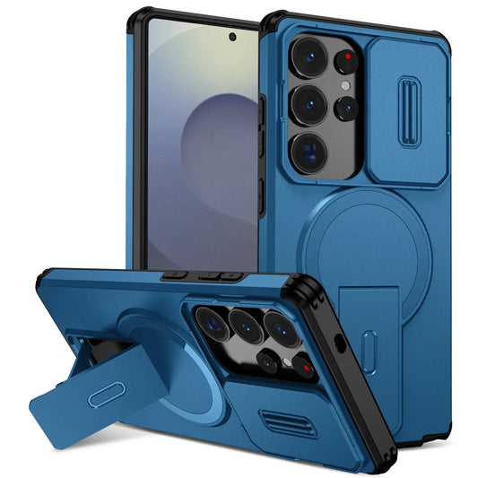 Lens Protect Camera Phone Case for Samsung S25 FE S26 S24 Ultra S23 Plus A37 A57 A17 A36 A56 A16 A55 Magnetic Kickstand Cover