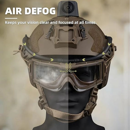 Tactical Goggles Fan Defogger Anti-Fog Kit Eyewear Air Defog for Airsoft Shooting Motocross Skiing Mountaineering Clear Vision