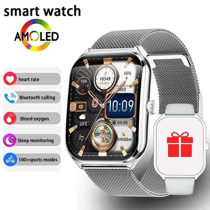 New Ultra Thin Smart Watch men 1.96" AMOLED HD Pixel Display Always Show Time BT Call Reminder Smartwatch Ladies For Android iOS - Urbizia