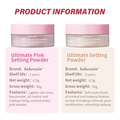 Setting Powder long-Lasting Matte Pink Finish Oil Control Makeup Fixation Removal Pore Modification Setting Cosmetics one size