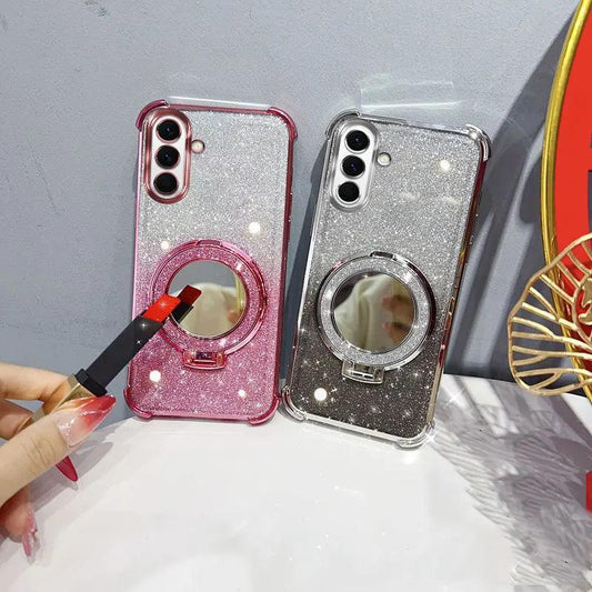 Samsung Glitter Mirror Stand Shockproof Beaded Case Cover