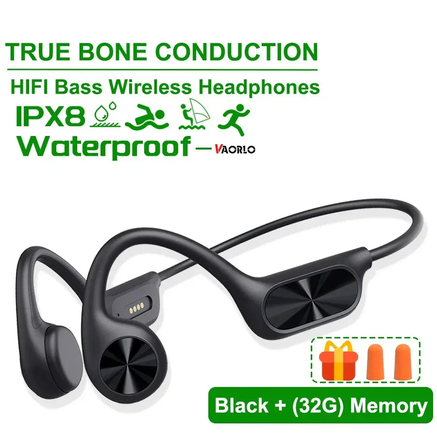 IPX8 Waterproof Swimming Diving Bone Conduction Headphone Bluetooth 5.3 Bass Wireless Headset MP3 (32G) Player fitness Earphone - Urbizia