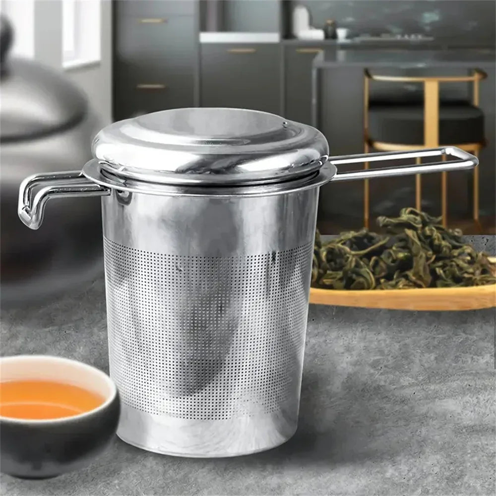 Stainless Steel Tea Infuser with Lid & Handle Strainer
