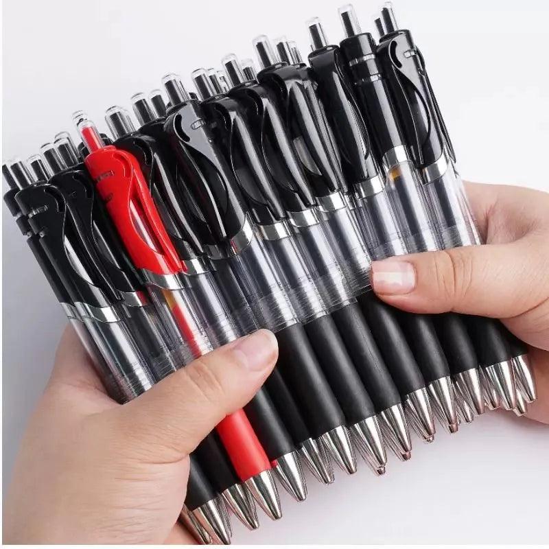 23/33Pcs Retractable Ballpoint Pen Large Capacity 0.5mm Ballpoint Pen Black/Red/Blue Replaceable Refill School Supplies