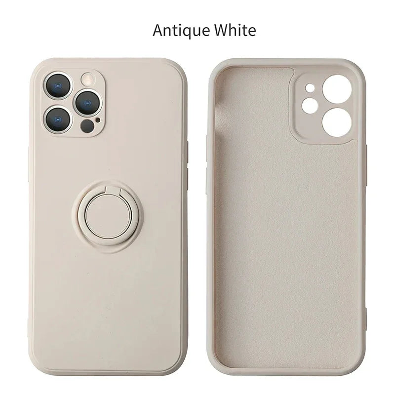 Liquid Silicone Magnetic Bracket Ring Phone Cases For IPhone 15 14 13 12 11 Pro Max Mini X XS XR 8 7 Plus Shockproof Back Cover