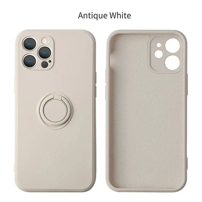 Liquid Silicone Magnetic Bracket Ring Phone Cases For IPhone 15 14 13 12 11 Pro Max Mini X XS XR 8 7 Plus Shockproof Back Cover