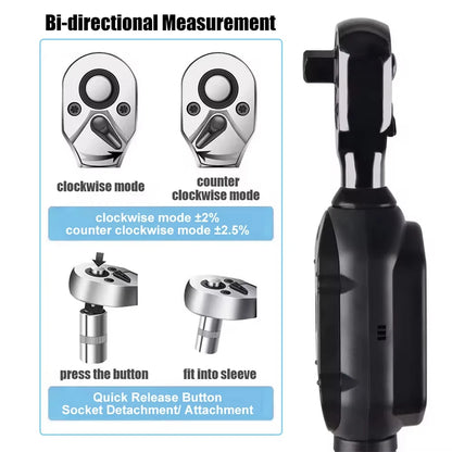 GOYOJO Digital Torque Wrench 1/4 3/8 1/2" Drive, Electric Torque Wrench with Dual Direction Ratchet, Buzzer and LED Alert