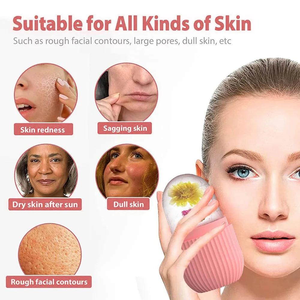 1/2/3pcs Ice Face Roller Facial Skincare Ice Roller Set,Facial Roller GuaSha FaceTool Set,Face Massage Roller Lifting Contouring