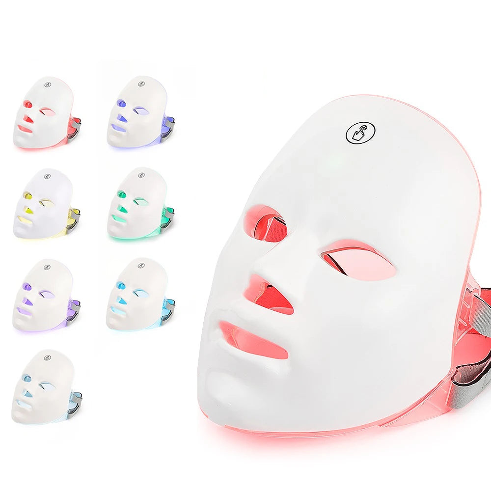 7-Color LED Facial Mask with Neck Light Therapy