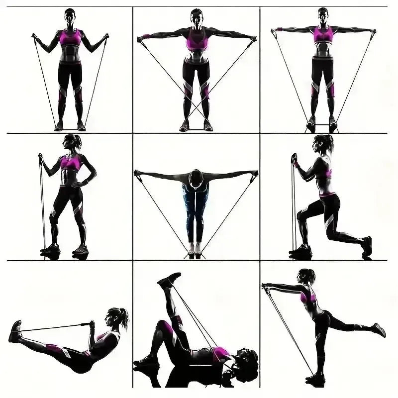 11pcs TPE Resistance Band Set Fitness Band Pull Rope Elastic Training Band With Door Anchor Handles Carry Bag Legs Ankle Straps - Urbizia