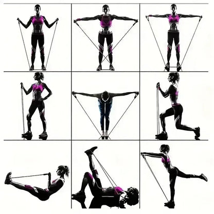 11pcs TPE Resistance Band Set Fitness Band Pull Rope Elastic Training Band With Door Anchor Handles Carry Bag Legs Ankle Straps - Urbizia