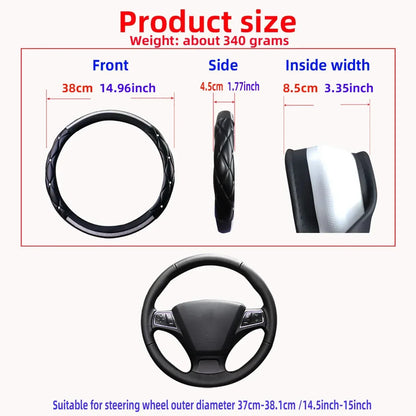 1 Stereo Leather Inset Faux Diamond Flash Blingbling Car with Inner Ring Steering Wheel Cover for 14.5-15 Inch Car Accessories - Urbizia