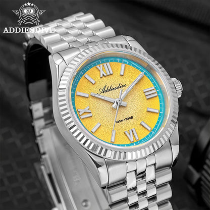 ADDIESDIVE Stainless Steel Quartz Watches For Men AD2535 reloj hombre Colorful Dial Watch Super Luminous Simple Wristwatches