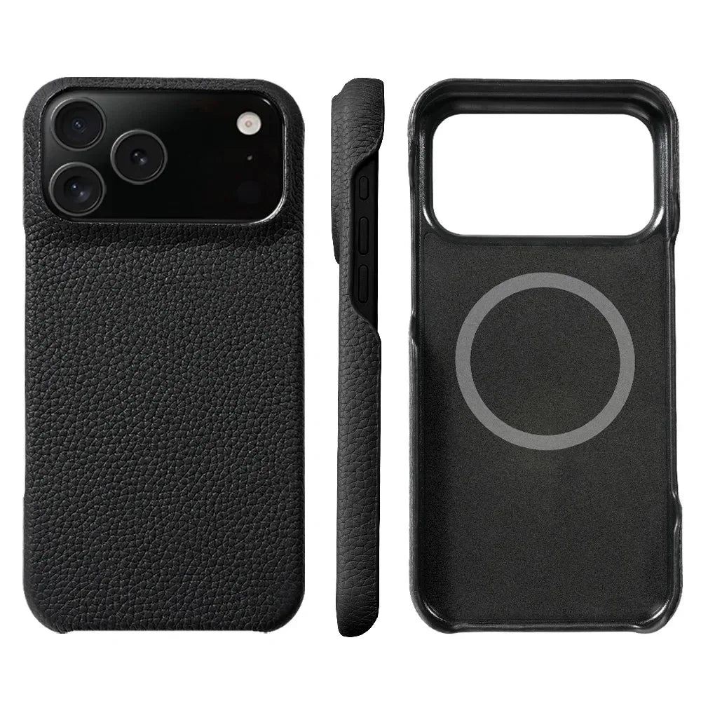 LANGSIDI MagSafe Lychee Leather Case for iPhone 15, 16 & 17