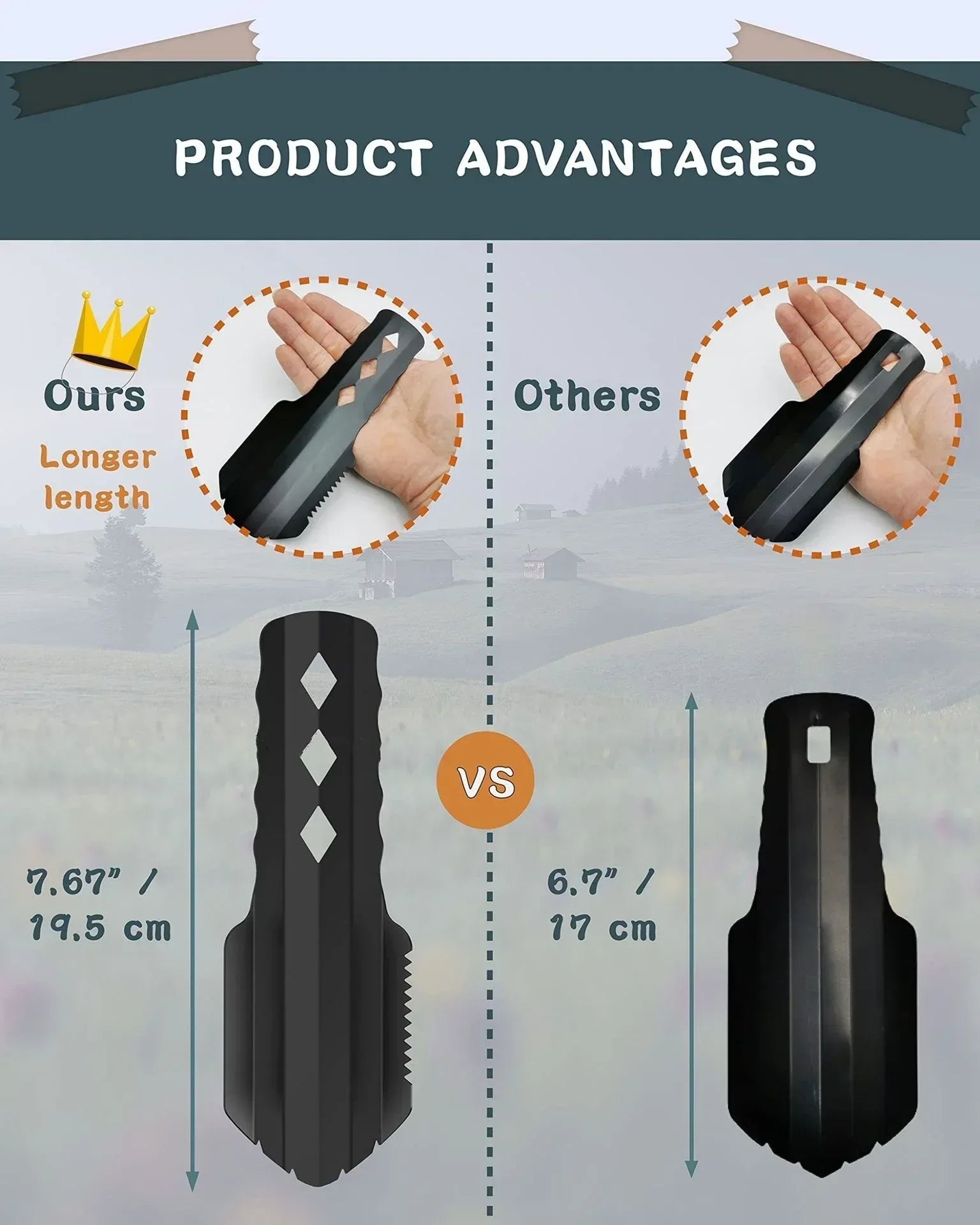 Ultralight Backpacking Trowel Shovel Essential Camping Survival Tool - Urbizia