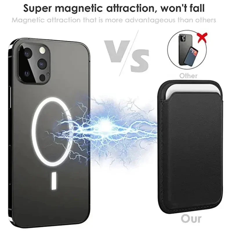 For Magsafe Official 1:1 Leather wallet Magnetic Card holder Case For iPhone 18 Pro 17 16 15 Pro Max Samsung Bag With Box Cover