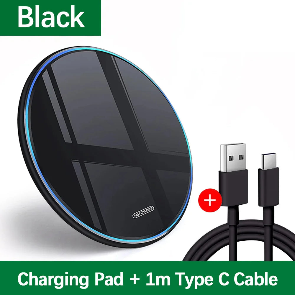 30W Wireless Charger Pad for iPhone 17 16 15 14 13 12 11 Samsung Xiaomi Phone Chargers Induction Fast Charging Dock Station