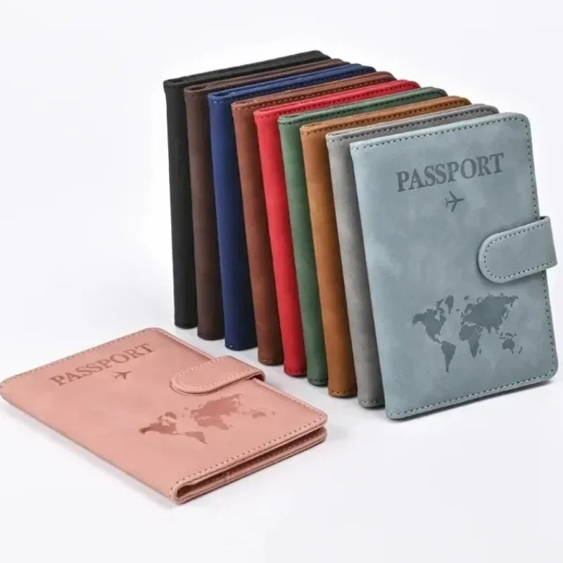 10 Colors Men Women PU Leather Travel Mad Passport Cover Holder Case Ticket Wallet with Credit Card Holder Protector Cover