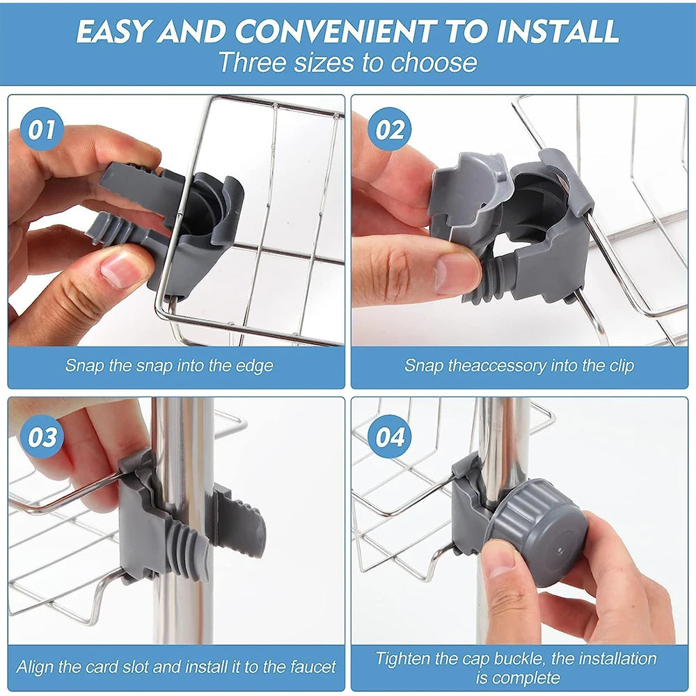 Hanging Faucet Rack Adjustable Height Flexible and Rotatable Kitchen  Sink Drain Holder Suitable for Soap Sponges Brushes