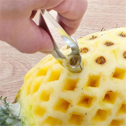 Stainless Steel Strawberry Peeler Pineapple Corer and Slicer Kitchen Utensil with Clips Practical Fruit Tool