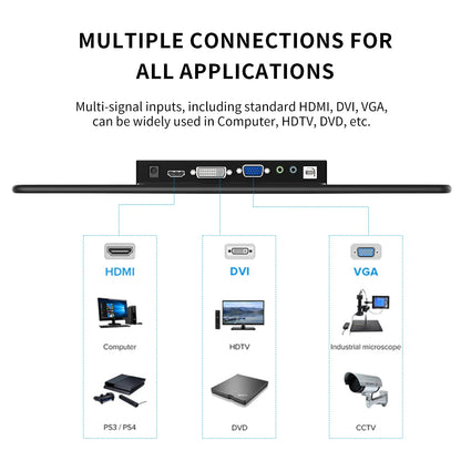 Unew 15.6" Touchscreen Monitor 1920x1080 60Hz 16:9 IPS Display HDMI Type-C VGA DVI for Raspberry Pi Industrial CCTV 75*75mm VESA