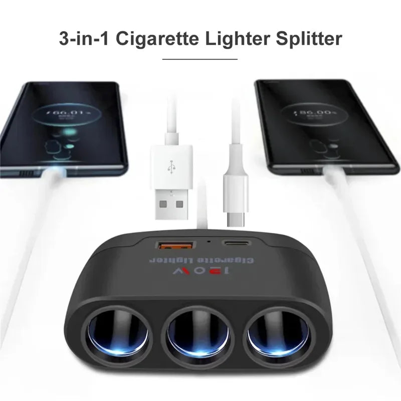 3-in-1 USB Car Charger Adapter - Urbizia