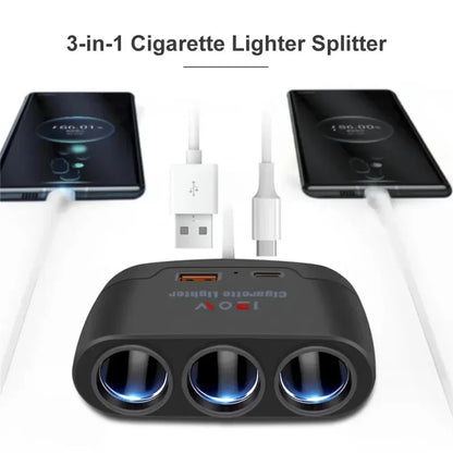 3-in-1 USB Car Charger Adapter - Urbizia