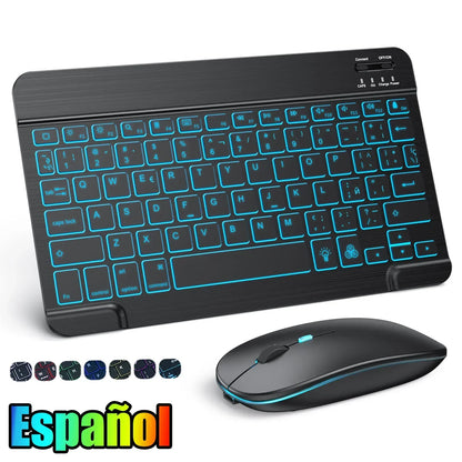 Hebrew/Russian/Spanish/Portuguese/Korean RGB Backlight Bluetooth Keyboard For IOS Android Windows iPad  Samsung Tablet Laptop