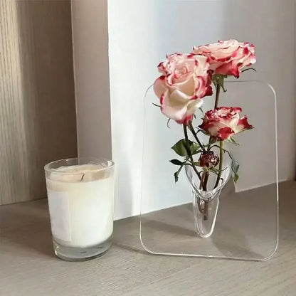 Frame Flower Vase - Clear Acrylic Vase for Flowers, Modern Art Vases for Home Decor, Decorative Vases for Desktops Bookshelf - Urbizia
