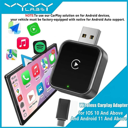 Vyvylabs Upgraded Wireless Carplay Adapter Convert Wired to Wireless Carplay Adapter Fast Auto Connection for iPhone Android Device