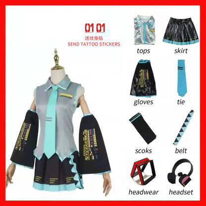 Hatsune Miku Anime Cosplay Costume – JK Skirt Uniform with Wig & Accessories for Halloween