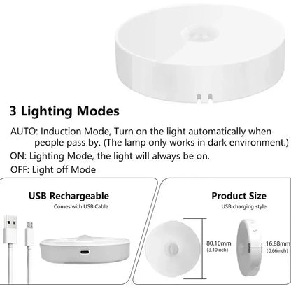 2~6 Pack Motion Sensor LED Night Light USB Rechargeable 3 Color Night Lamp Cabinet Wardrobe Lamp Staircase Wireless Closet Light - Urbizia
