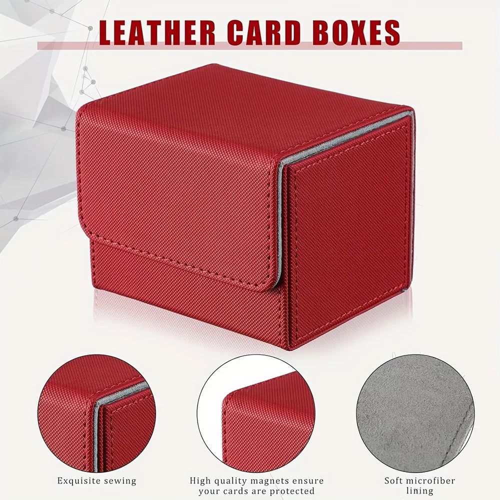 Premium Pu Leather Card Storage Box Large Capacity Sleek Minimalist Style For Sport Cards  Game Decks Durable Portable Organizer