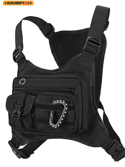 HOMEFISH Outdoor Chest Bag For Men and Women, Tactical Vest For Running, Cycling, EDC Chest Pack Rig For Sports and Workouts