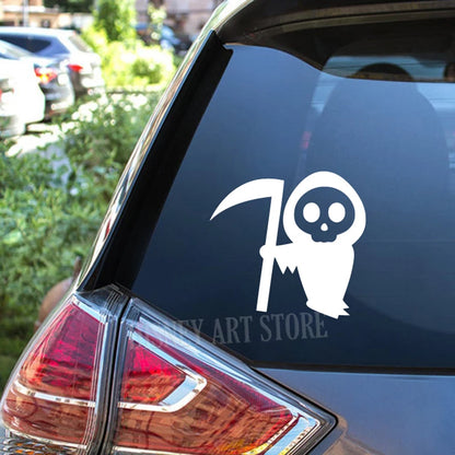 Grim Reaper Vinyl Sticker – Spooky Skeleton Peeker Decal
