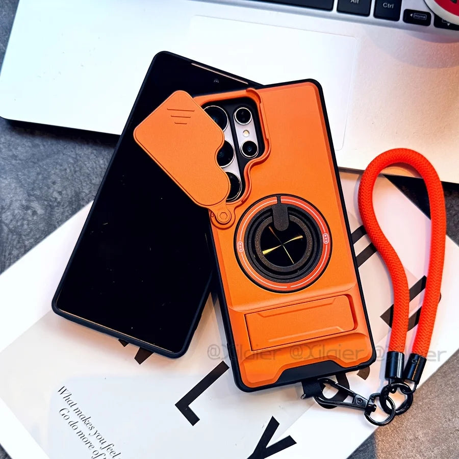 for Samsung Galaxy S26 S24 S23 Ultra S25 Edge FE Multifunctional Phone Case. with Lanyard,  Stand,for Car Mounts.