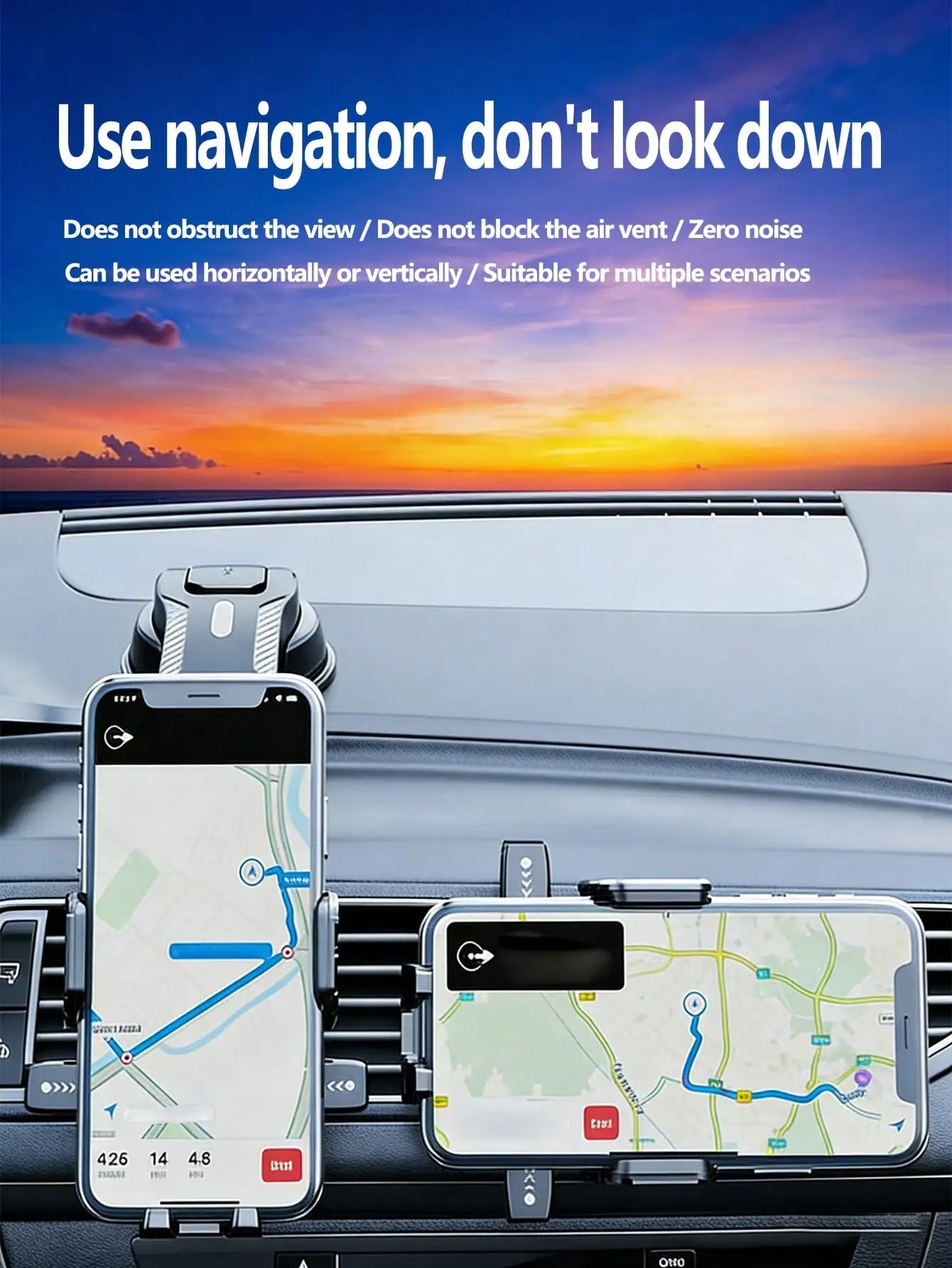 Car Phone Holder | Automatic Suction Cup | 360° Rotation Adjustment | Suitable For Windshield | Stable Navigation Holder | Universal For Trucks, Sedans, Car Phone Mount, Smartphone Holder, Auto Accessories